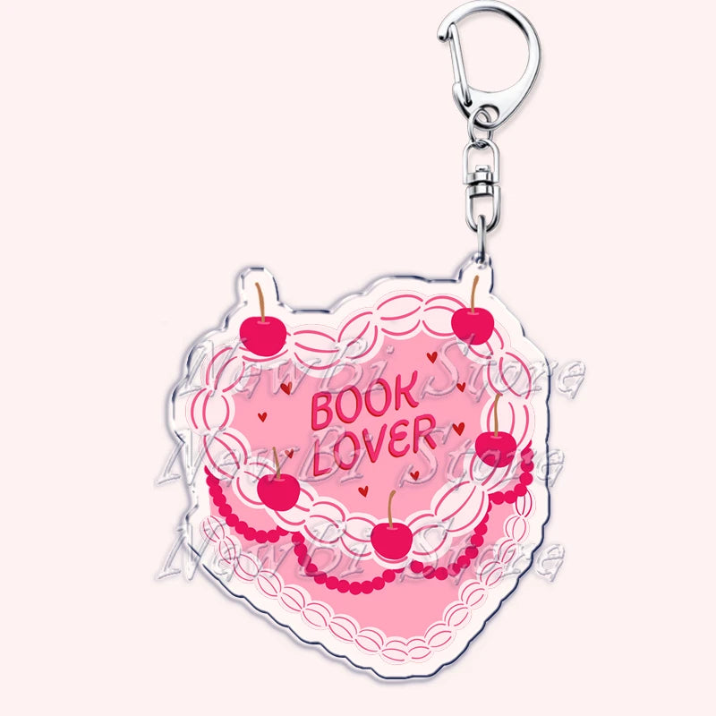 Pink Bookish Keychain Book Lover Bag Charm