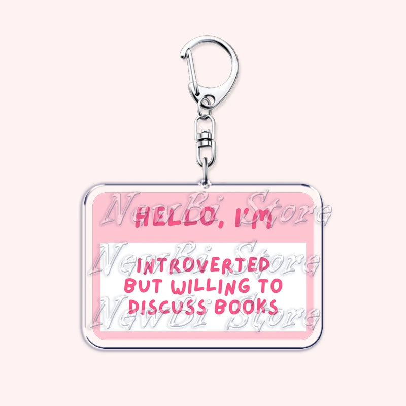 Pink Bookish Keychain Book Lover Bag Charm