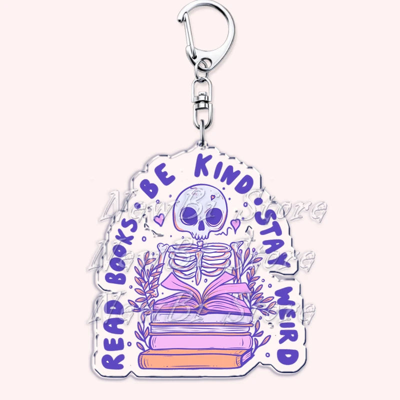 Pink Bookish Keychain Book Lover Bag Charm