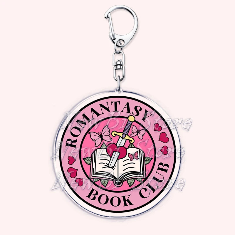 Pink Bookish Keychain Book Lover Bag Charm
