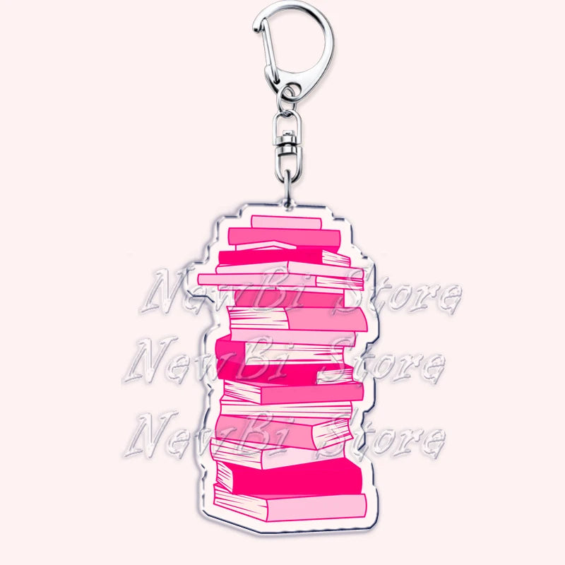 Pink Bookish Keychain Book Lover Bag Charm