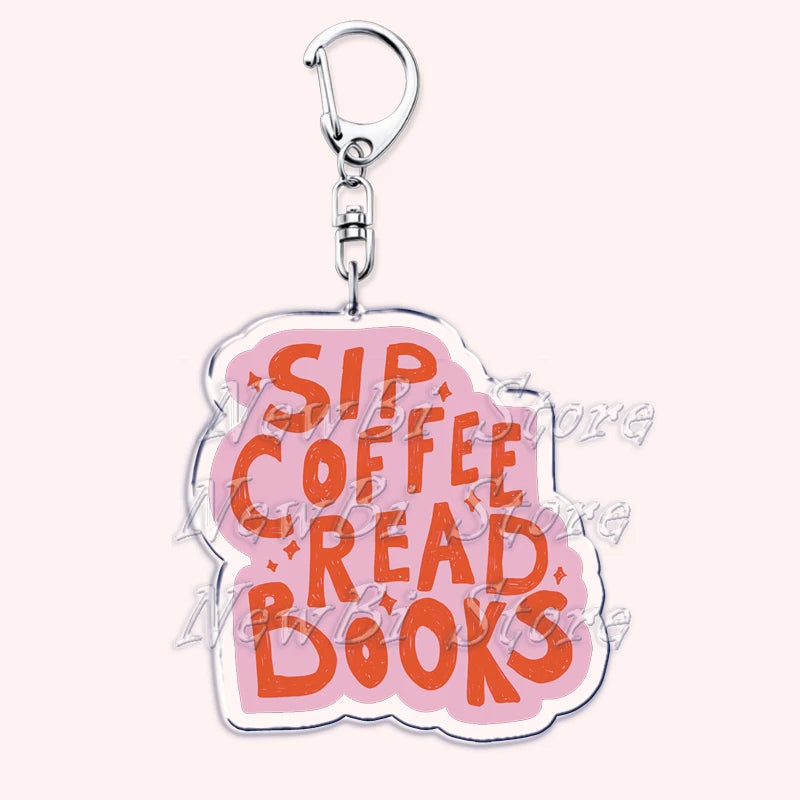 Pink Bookish Keychain Book Lover Bag Charm