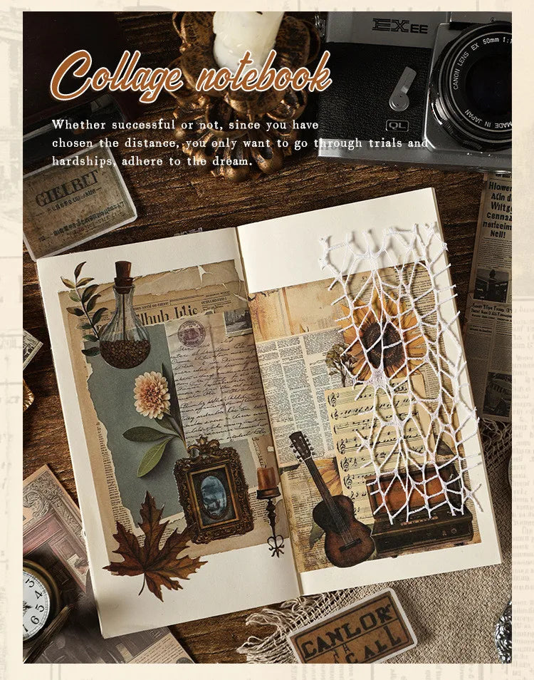 200PCS Vintage Stickers & Scrapbook Papers