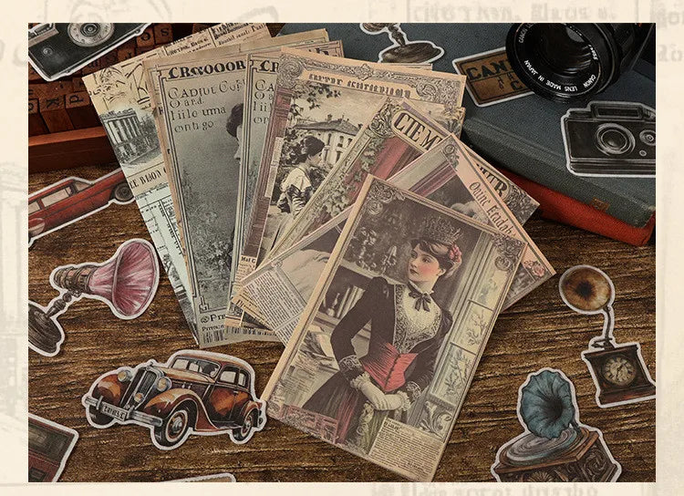 200PCS Vintage Stickers & Scrapbook Papers
