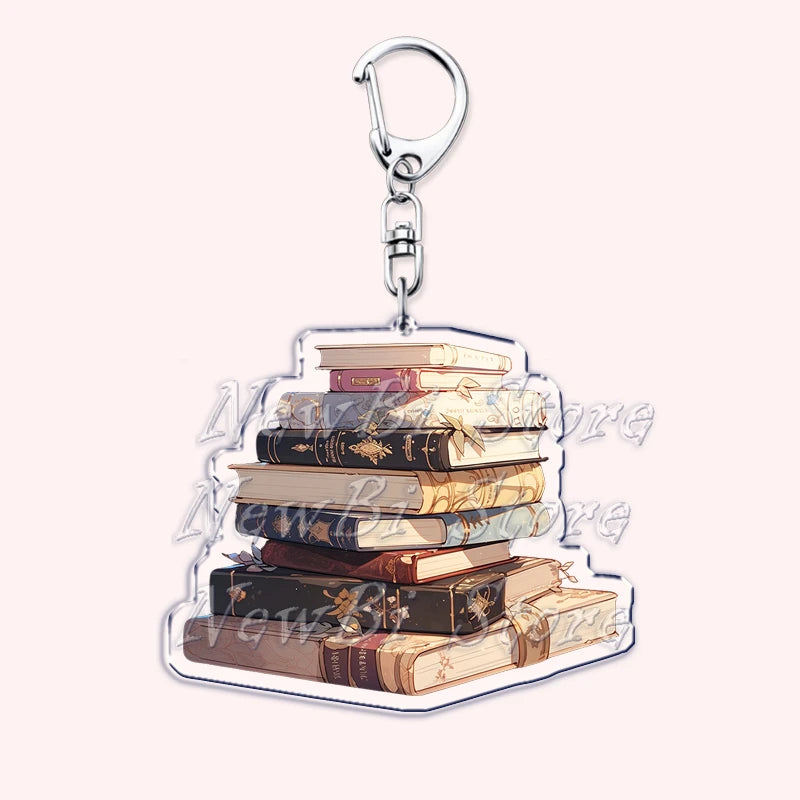 Pink Bookish Keychain Book Lover Bag Charm