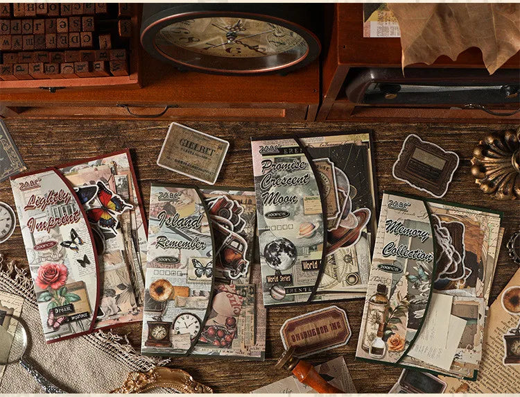 200PCS Vintage Stickers & Scrapbook Papers