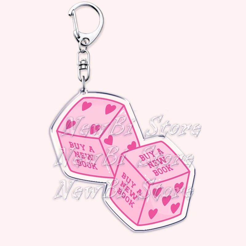 Pink Bookish Keychain Book Lover Bag Charm