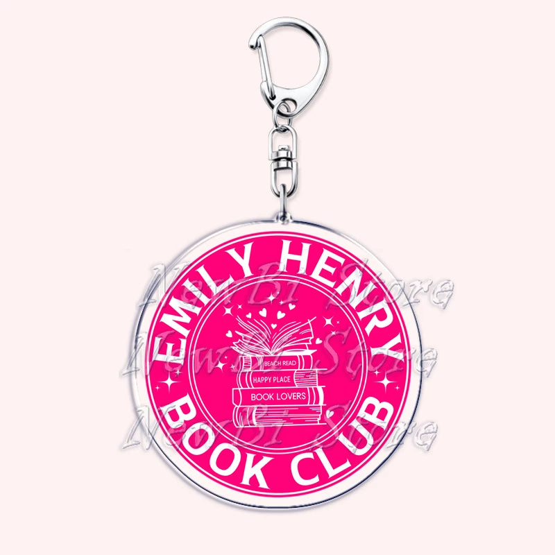Pink Bookish Keychain Book Lover Bag Charm