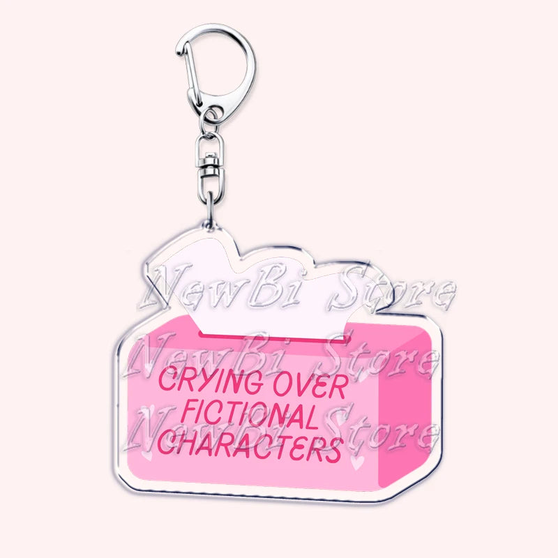 Pink Bookish Keychain Book Lover Bag Charm
