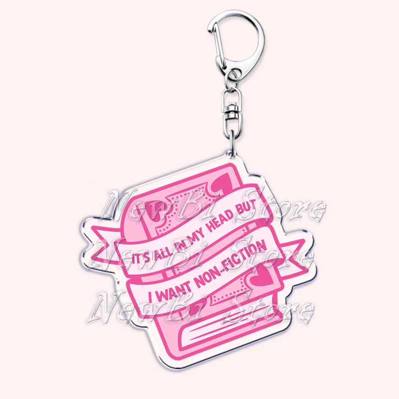 Pink Bookish Keychain Book Lover Bag Charm