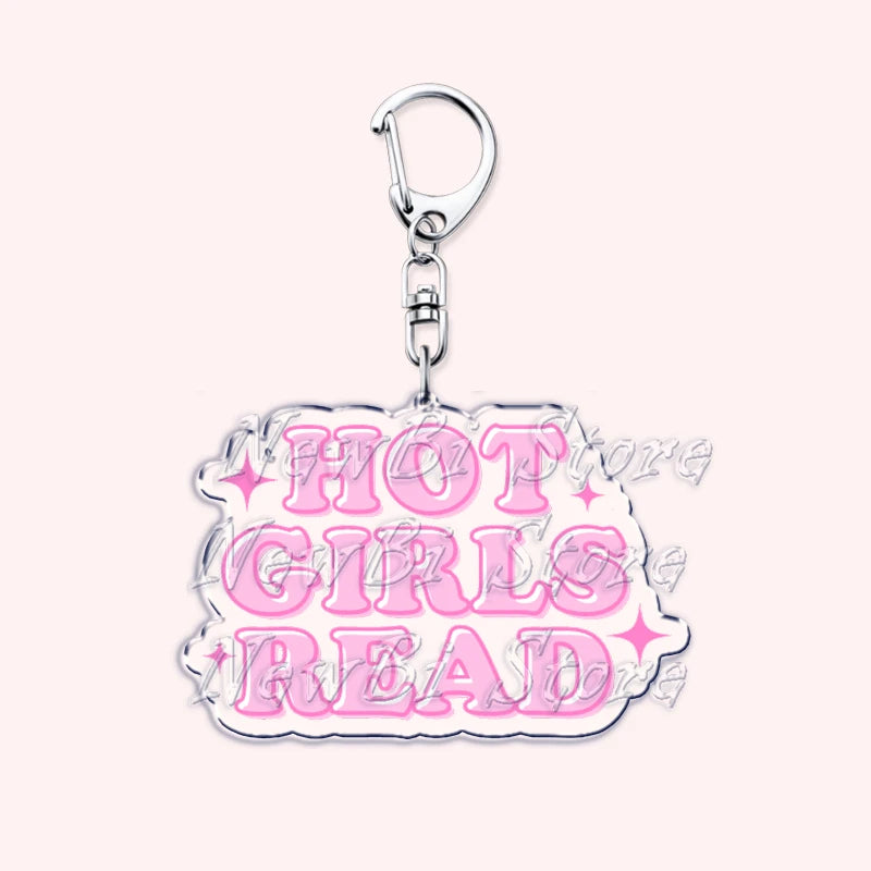 Pink Bookish Keychain Book Lover Bag Charm