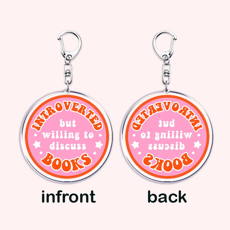 Pink Bookish Keychain Book Lover Bag Charm