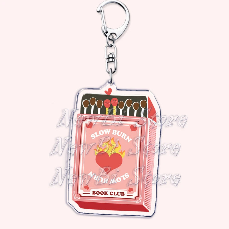 Pink Bookish Keychain Book Lover Bag Charm