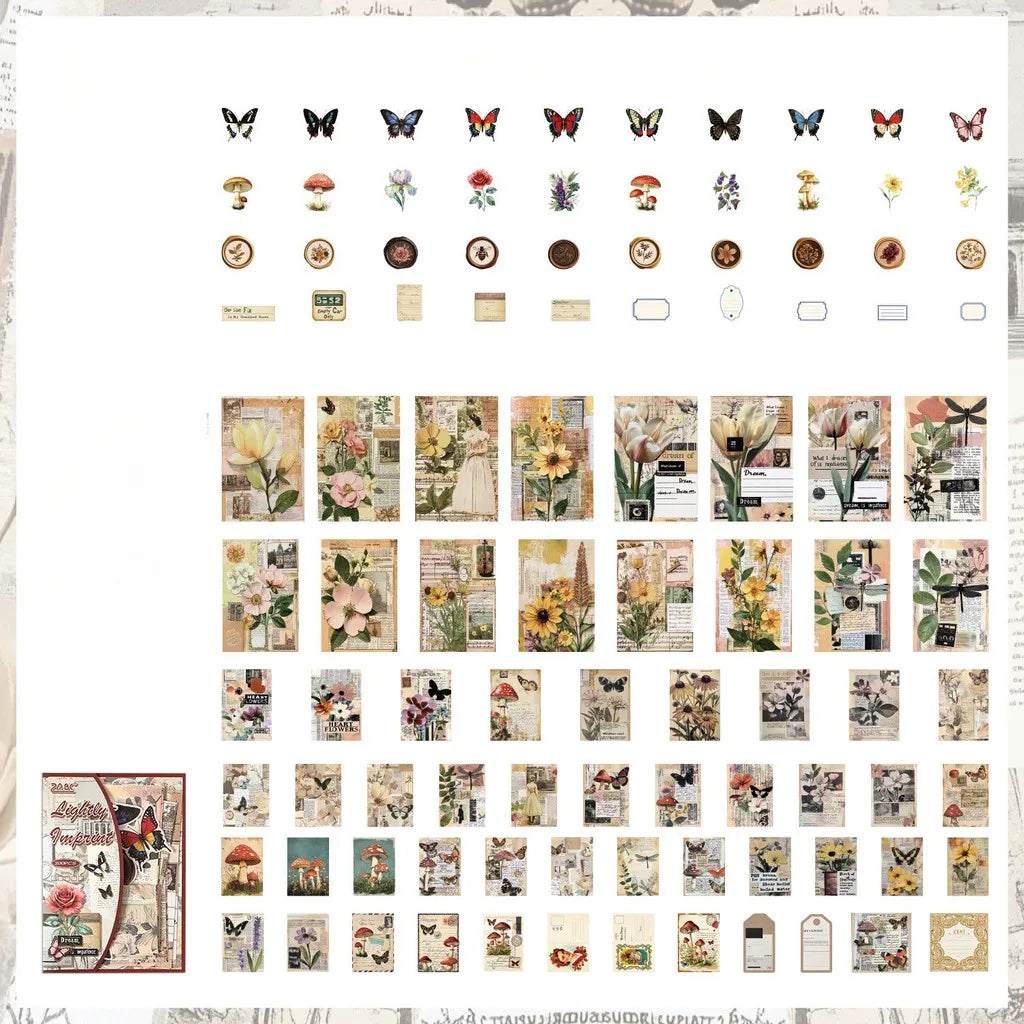 200PCS Vintage Stickers & Scrapbook Papers