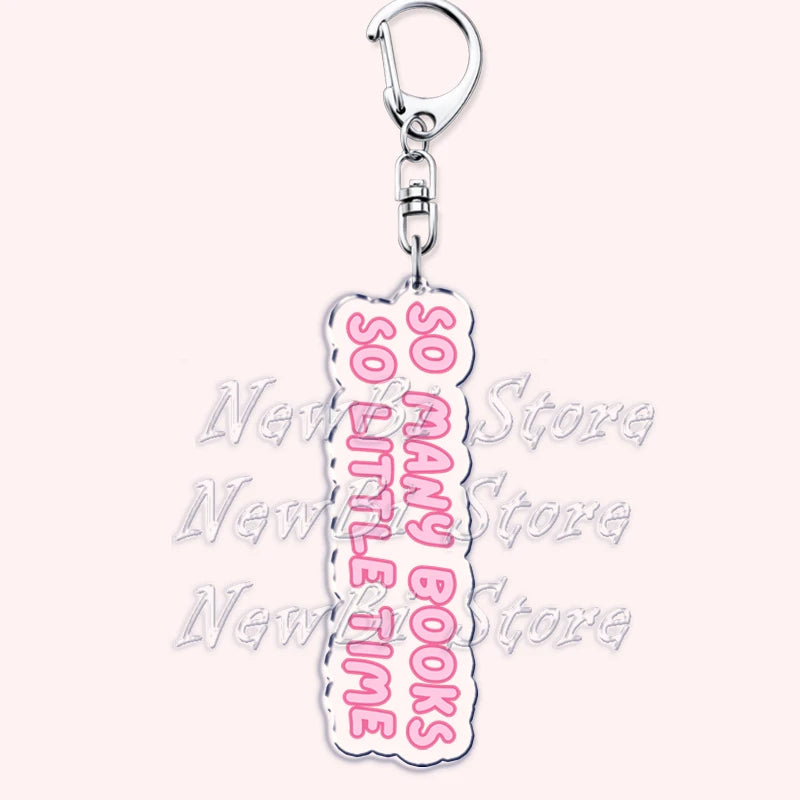 Pink Bookish Keychain Book Lover Bag Charm