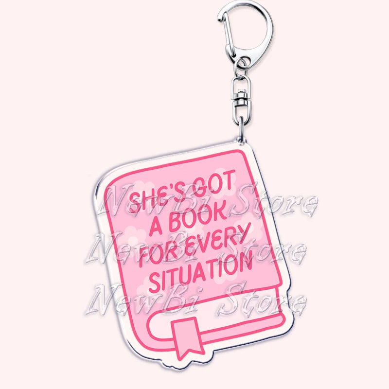 Pink Bookish Keychain Book Lover Bag Charm