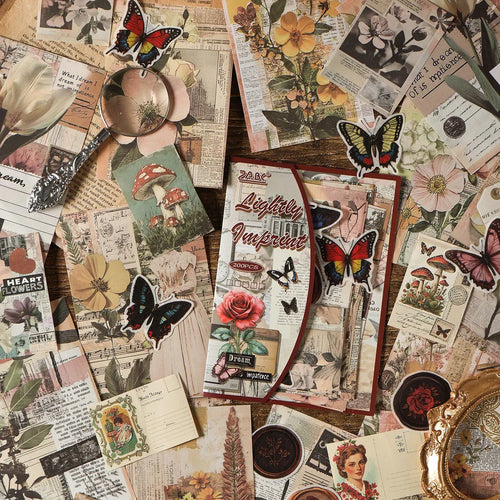 200PCS Vintage Stickers & Scrapbook Papers