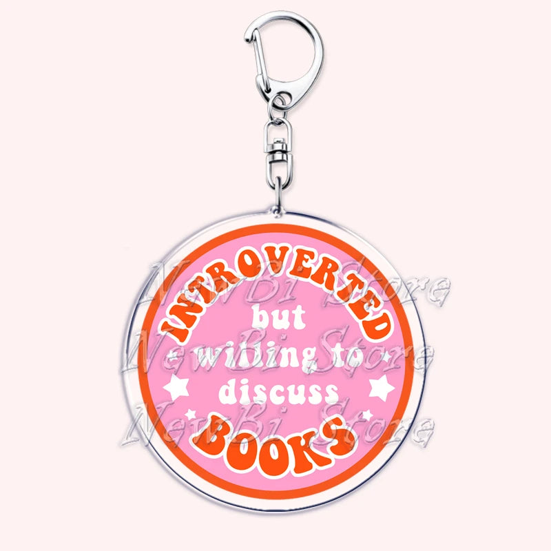 Pink Bookish Keychain Book Lover Bag Charm