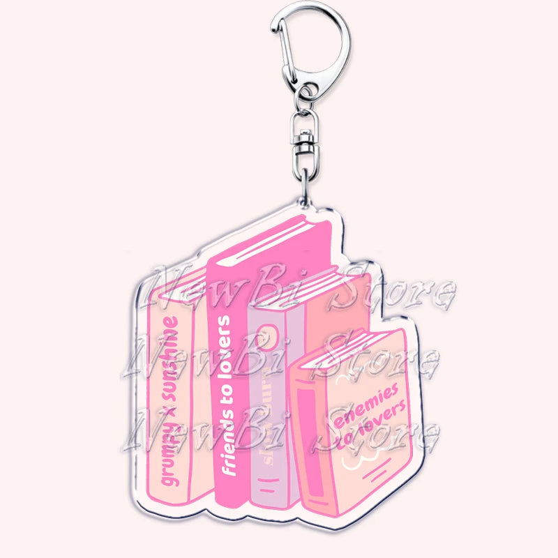 Pink Bookish Keychain Book Lover Bag Charm