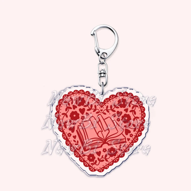 Pink Bookish Keychain Book Lover Bag Charm